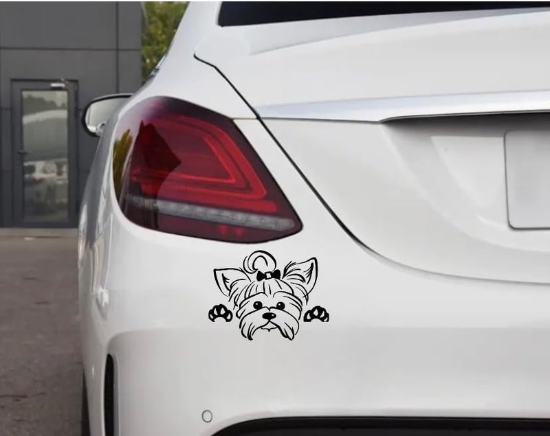 MAKTEM Peeking Yorkshire Terrier Car Window Decal, Cute Dog Decals for Window, Bumper, Mirror, Rear - Anime Dog on Board - Image 3